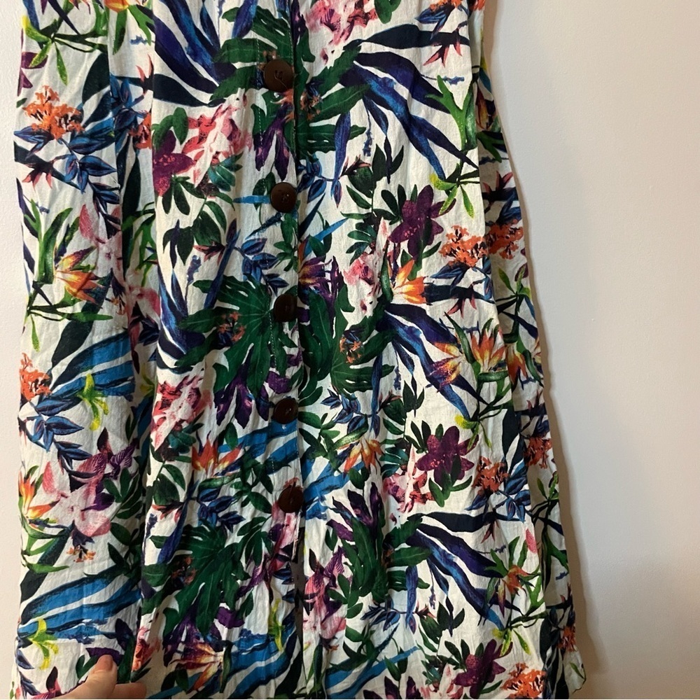 Flint and Moss Floral A-Line Skirt - Multicolor size small linen blend - Picture 3 of 8